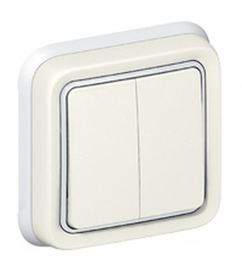 Double interrupteur étanche Plexo blanc à encastrer-Legrand-069855-IM#16295