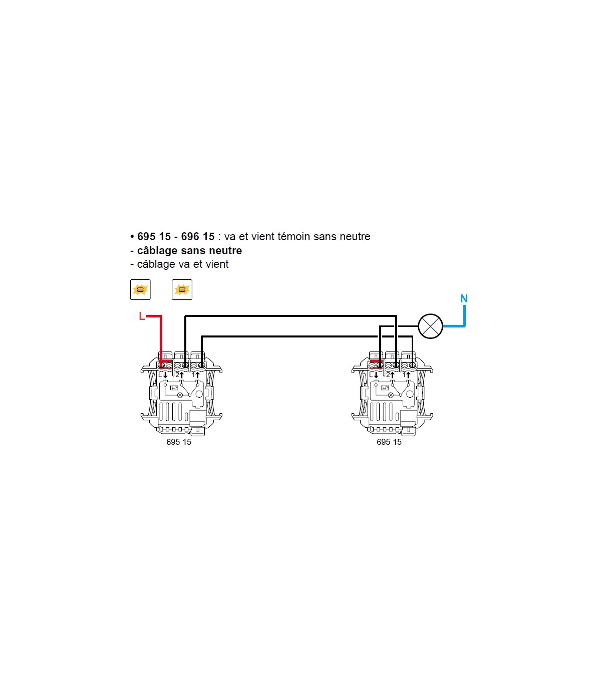 Cablage Va Et Vient Legrand Legrand 069515 | va et vient témoin Plexo sans neutre - Gris