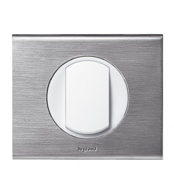 Double interrupteur céliane Inox Brossé et enjoliveur Blanc complet-Legrand-C3593-IM#26226