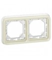 Support plaque Plexo 2 poste Hor. Blanc à compléter