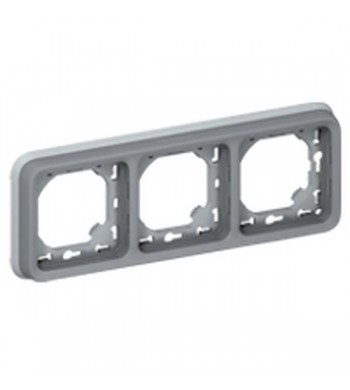 Support plaque Plexo 3 postes horizontaux Gris à compléter-Legrand-069687-IM#28973