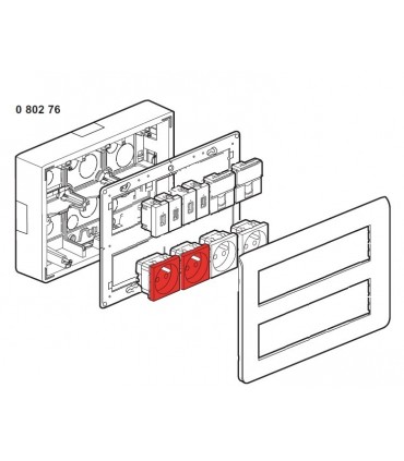 Cadre saillie 2 rangées de 3*2 modules prof 40 mm-Legrand-080276-IM#31409