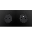 Double prise de courant Art Epure Noir Mat