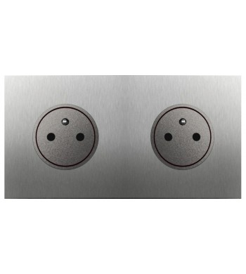 Double prise Art Epure Acier Brossé-Arnould-67432-IM#31600