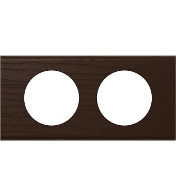 Plaque Céliane 2 postes Bois Teinté Wengué, entraxe 71mm-Legrand-069202-IM#33327