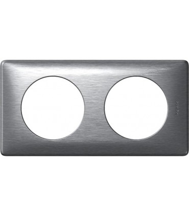 Plaque Céliane 2 postes, finition: Anodisé Aluminium, entraxe 71mm-Legrand-068922-IM#33336