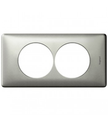 Plaque Céliane 2 postes Anodisé Titane, entraxe 57mm-Legrand-068908-IM#33349
