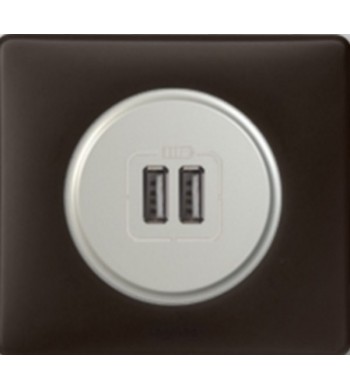 Double prise chargeur USB-A Céliane Basalte complete-Legrand-NC4091-IM#34350