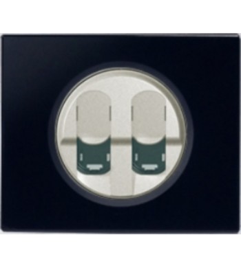 Prise informatique double RJ 45 FTP Cat 6 Céliane Verre Noir-Legrand-NC3091-IM#34565
