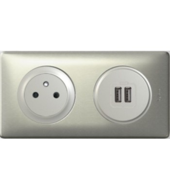Chargeur USB-C + Prise précâblé Céliane Titane complet-Legrand-PCUSBTIT-IM#35471