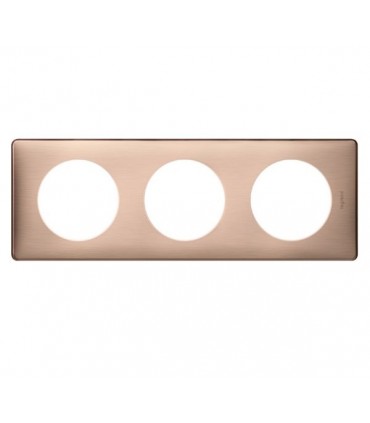 Plaque Céliane Métal 3 postes Copper, entraxe 71mm-Legrand-068993-IM#36034