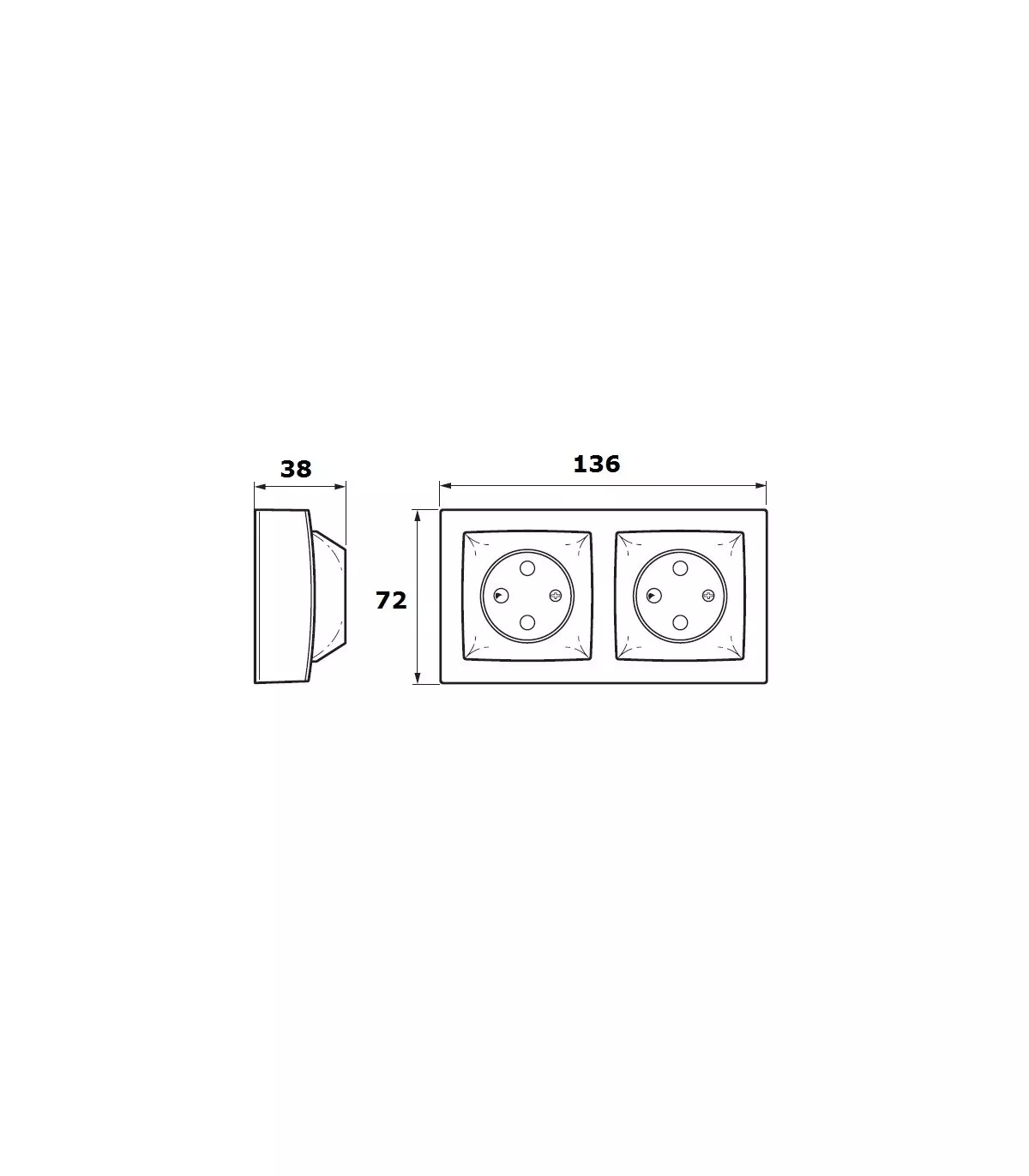 Legrand 86076  Double Prise 2P+T Saillie (non précâblée)