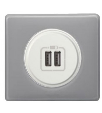 Chargeur USB double Type-A Céliane gris Perle-Legrand-NC4785-IM#37550
