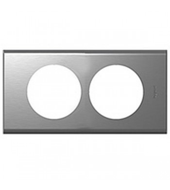 Plaque Céliane 2 postes Métal Inox Brossé, entraxe 57 mm Rénovation-Legrand-069108-IM#38518