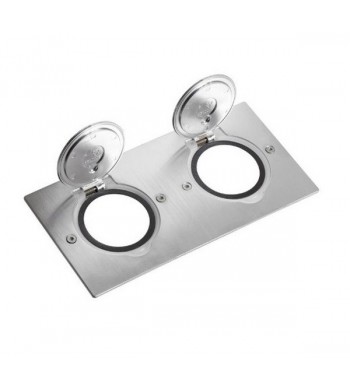 Platine prise de sol à clapet carrée double à équiper - Inox Brossé-Legrand-089702-IM#38989