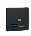 Double chargeur USB type A Unica Anthracite