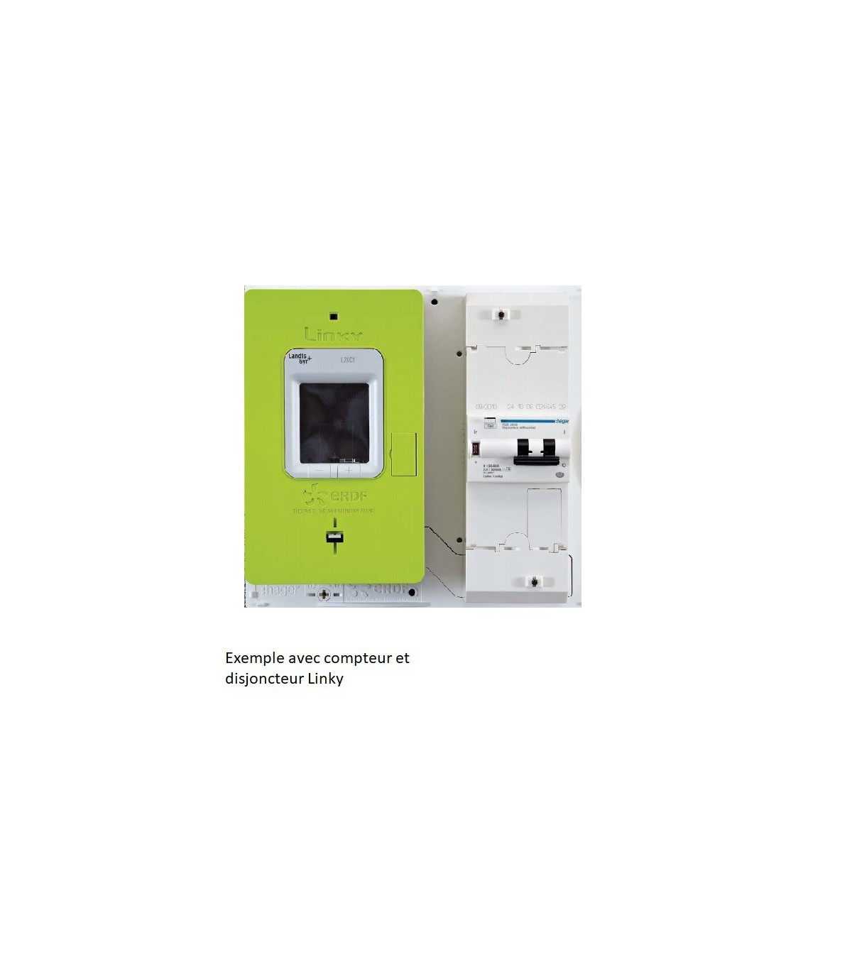Compteur Linky Et Disjoncteur Différentiel Hager GA01E | Platine disjoncteur mono + compteur mono