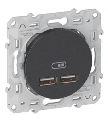 Prise chargeur Double USB Odace - Anthracite-Schneider Electric-S540407-IM#40486