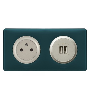  Céliane Prise de courant affleurante + USB-A - Bleu-Vert-Legrand-NC5143T-IM#40789