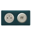  Céliane Prise de courant affleurante + USB-A - Bleu-Vert