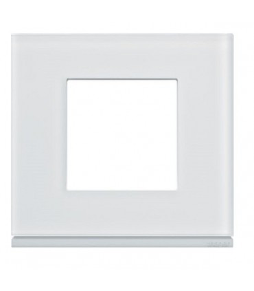 Plaque Gallery 1 poste Moon Glass - Verre Blanc Satiné-Hager-WXP4002-IM#41133