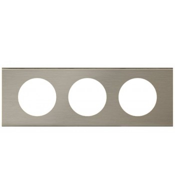 Plaque Céliane 3 postes Métal Inox brossé, entraxe 71mm-Legrand-069103-IM#41573