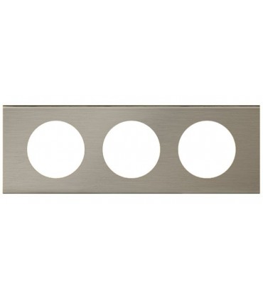 Plaque Céliane 3 postes Métal Inox brossé, entraxe 71mm-Legrand-069103-IM#41573