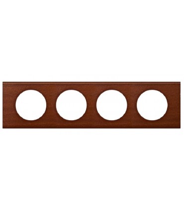 Plaque Céliane 4 postes Bois Acajou entraxe 71mm-Legrand-069224-IM#41689