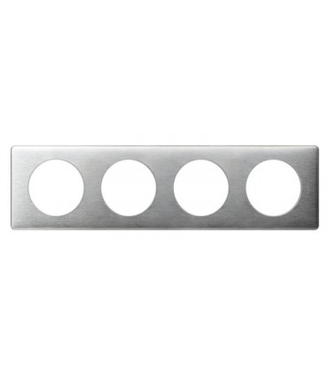 Plaque Céliane 4 postes Anodisé Aluminium, entraxe 71mm-Legrand-068924-IM#41705