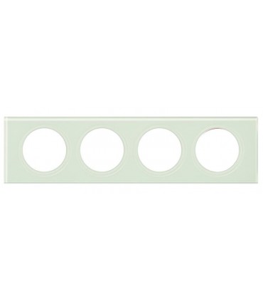 Plaque Céliane 4 postes Verre Kaolin, entraxe 71mm-Legrand-069314-IM#41719
