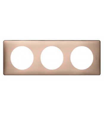 Plaque Céliane Métal 3 postes Copper, entraxe 71mm-Legrand-068993-IM#41832
