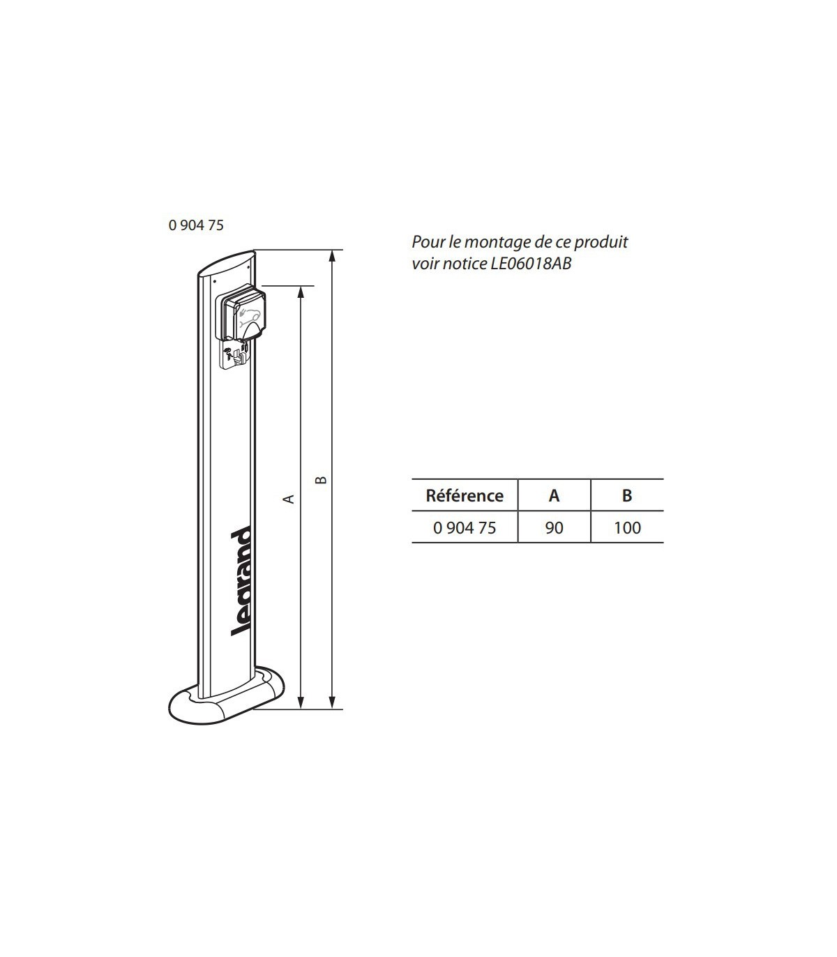 Borne Green'up Access 3,2 kVA mode 2 - IP55-IK08 - 1 mètre (090475)