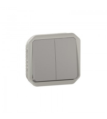 Double interrupteur ou poussoir PLEXO composable - gris-Legrand-069525L-IM#43239