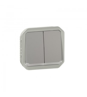 Double interrupteur ou poussoir lumineux PLEXO composable - gris-Legrand-069526L-IM#43240