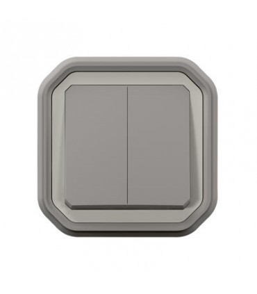 Double interrupteur ou poussoir PLEXO complet encastré gris-Legrand-069815L-IM#43450