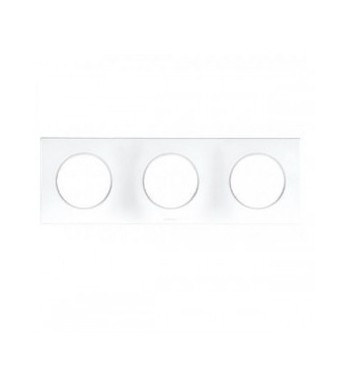 Plaque de finition pour prise et interrupteur - 3 postes - Blanc-Eur'ohm-60298-IM#43630