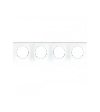 Plaque de finition pour prise et interrupteur - 4 postes - Blanc-Eur'ohm-60299-IM#43631