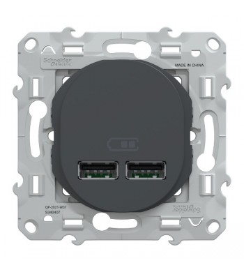Double Chargeur USB Type A 10,5W Anthracite |Ovalis-Schneider Electric-S340407-IM#43661