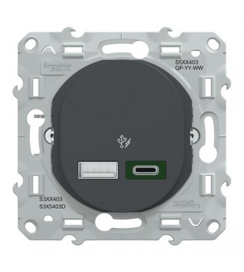 Double Chargeur USB Type A + C Anthracite pour Charge Rapide | Ovalis-Schneider Electric-S340403-IM#43664