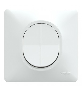 Interrupteur Double Va et Vient Blanc | Ovalis complet-Schneider Electric-CS320214-IM#44275
