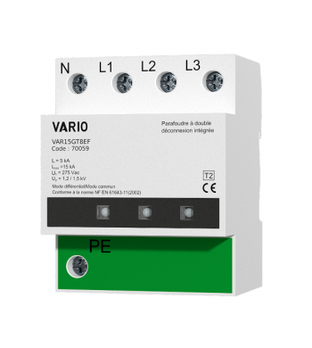 Parafoudre tétrapolaire fusible intégré Imax 15kA | Vario-ADEE Electronic-070059-IM#45038