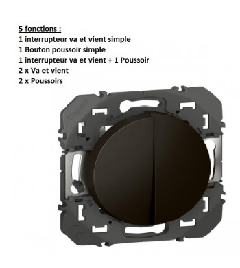 Mécanisme double interrupteur ou poussoir au choix Dooxie Noir-Legrand-600231-IM#45138