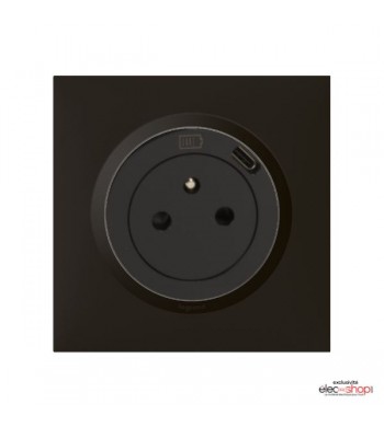 Prise de courant avec chargeur USB-C intégré Dooxie Noir - complète-Legrand-DC600541-IM#45162