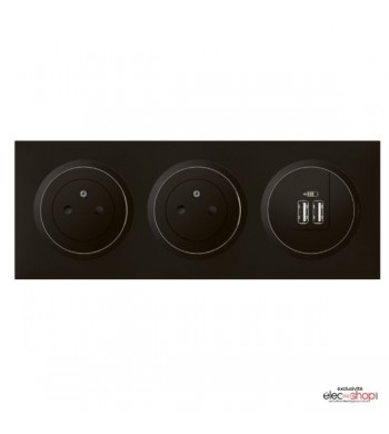 Double prise affleurante + chargeur 2xUSB-C Dooxie Noir - complet-Legrand-DC600532USB-IM#45179