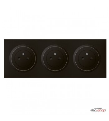 Triple prise de courant affleurante précablée Dooxie Noir - complet-Legrand-DC600533-IM#45180