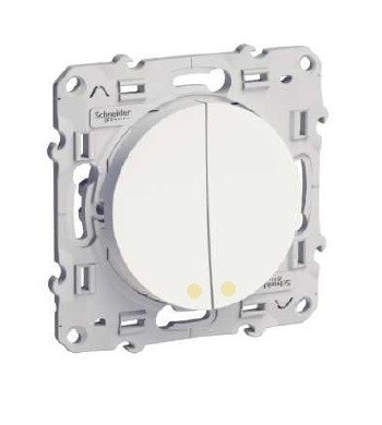 Double Interrupteur va et vient dont 1 lumineux ou témoin - Odace styl blanc-Schneider Electric-S520214DVL-IM#45688