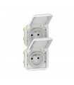 Double prise de courant précablée composable verticale PLEXO Blanc