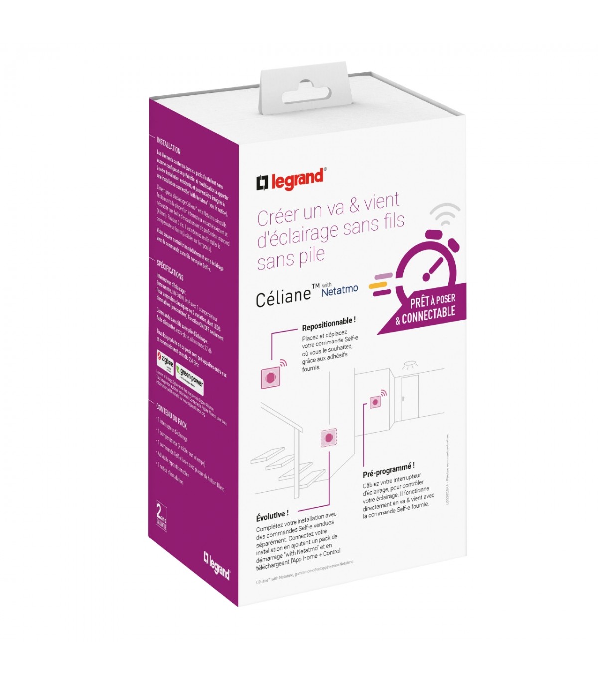 Interrupteur Va Et Vient Sans Fil Legrand LEGRAND 67632L | Pack interrupteur va et vient Legrand Céliane sans fils sans pile complet