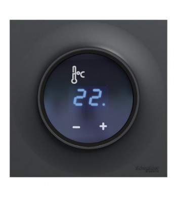 Thermostat d'ambiance fil pilote digital Odace anthracite complet CS520509 #IMG1