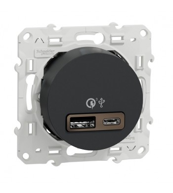 Prise chargeur rapide Double USB A+C Odace - Anthracite #IMG1